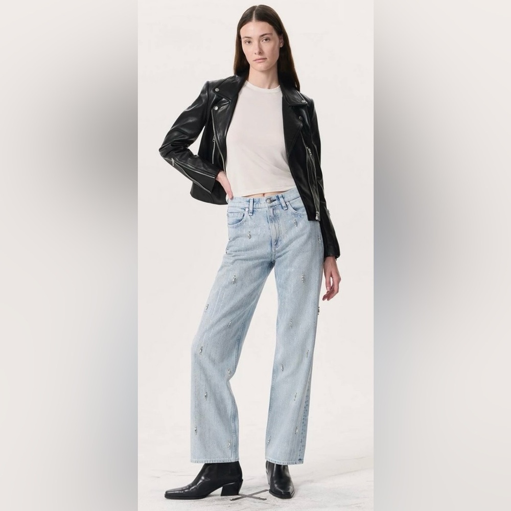 Rag and Bone Shea Embellished Relaxed Straight Jeans.